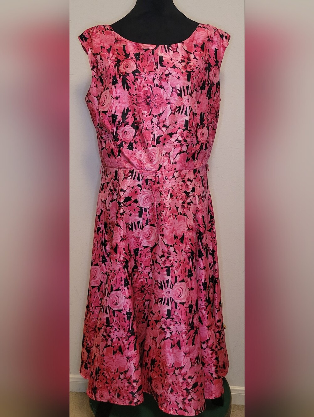 Gabby Skye Pink Floral Fit-and-Flare Dress